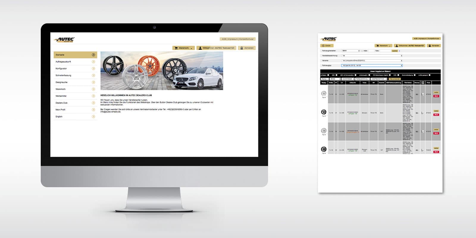 Autec – Screendesign Online-Shop