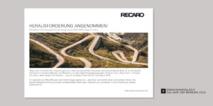 RECARO – Anzeige: Herausforderung angenommen